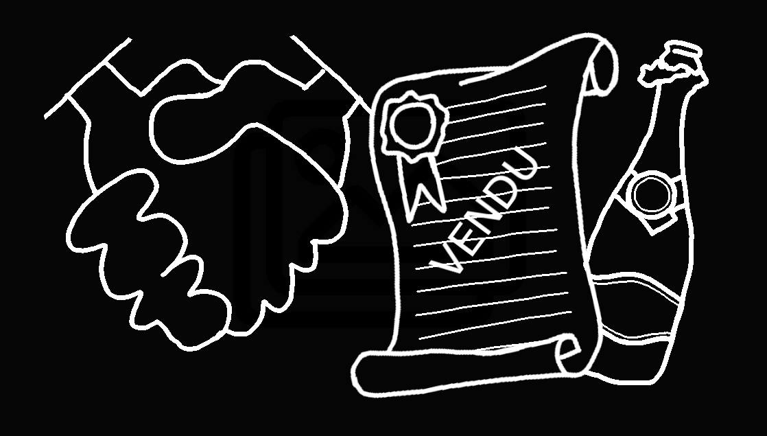 Contrat signé et coupe de champagne